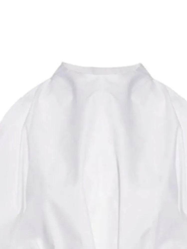 Chemisier à manches bouffantes blanches chics