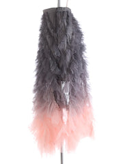 Jupe midi à volants rose gris
