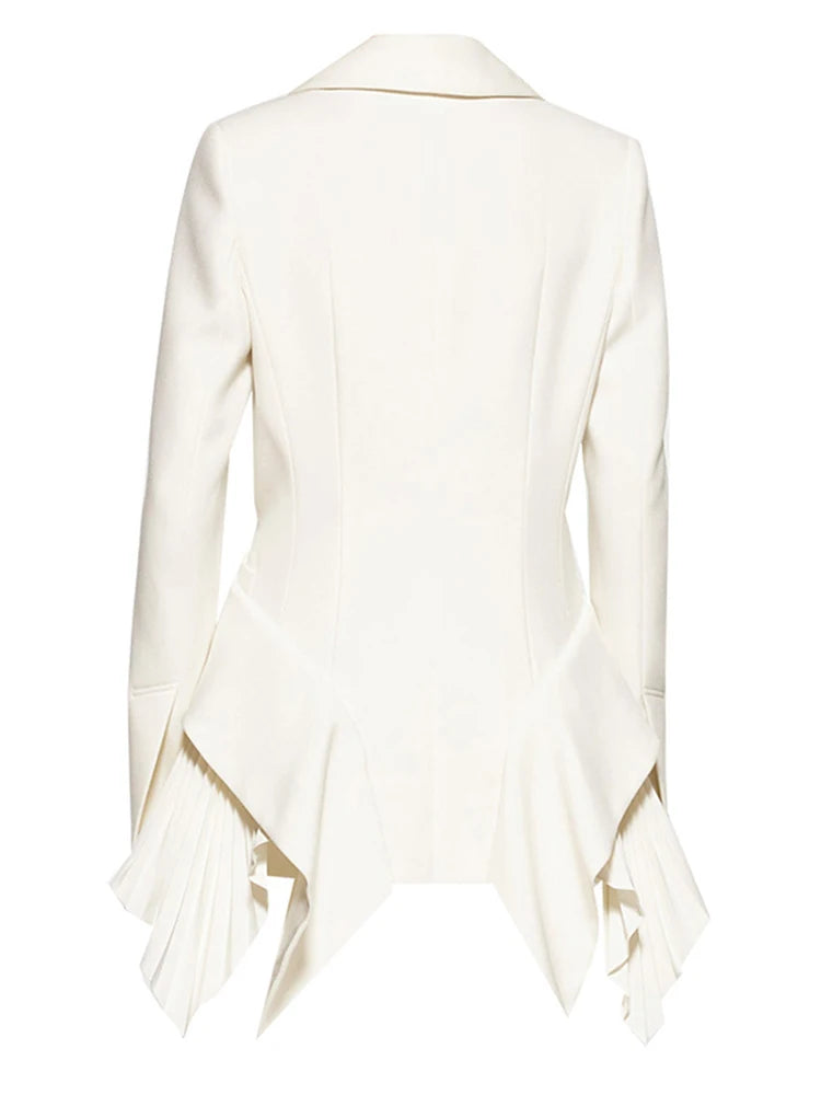 Blazer à volants plissés irréguliers