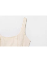 Square Neck Wide Strap a-line Dress