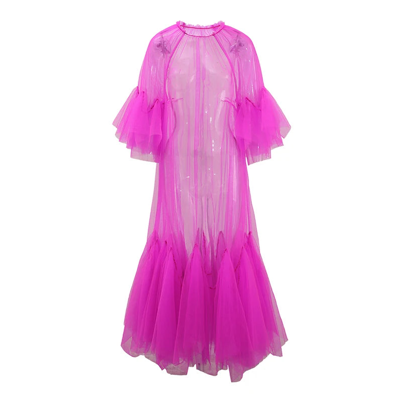 Robe en mailles de volants