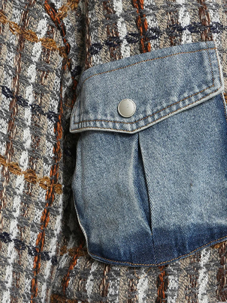 Veste en tweed à plaid en denim