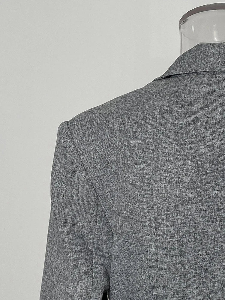 Gray Striped Bandage Blazer