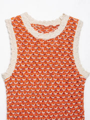 Textured Knit Mini Dress – Striped Round Neck Sleeveless Summer Style