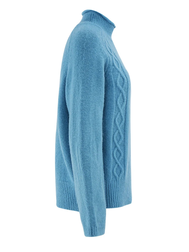 Pull en tricot à col roulé bleu confortable