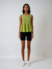 Summer 2025 Green Tiered Knit Sleeveless Vest