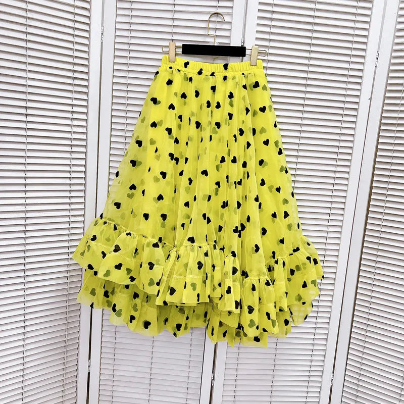 Jupe imprimée en tulle A-line