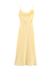Thin-Strap Backless Linen Midi Dress