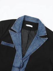 Denim Spliced Blazer