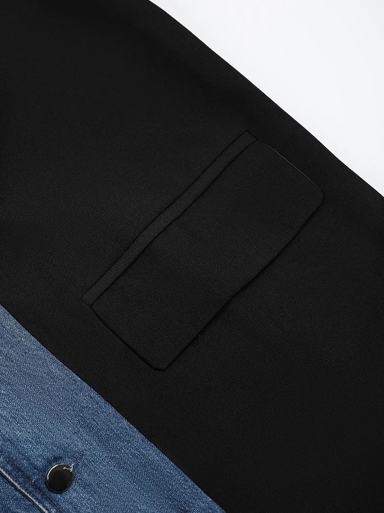 Denim Spliced Blazer