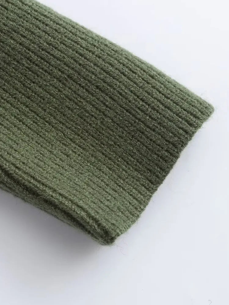 Pull d'ourlet en tricot vert