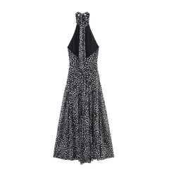 Summer Dot Halter Backless Maxi Dress