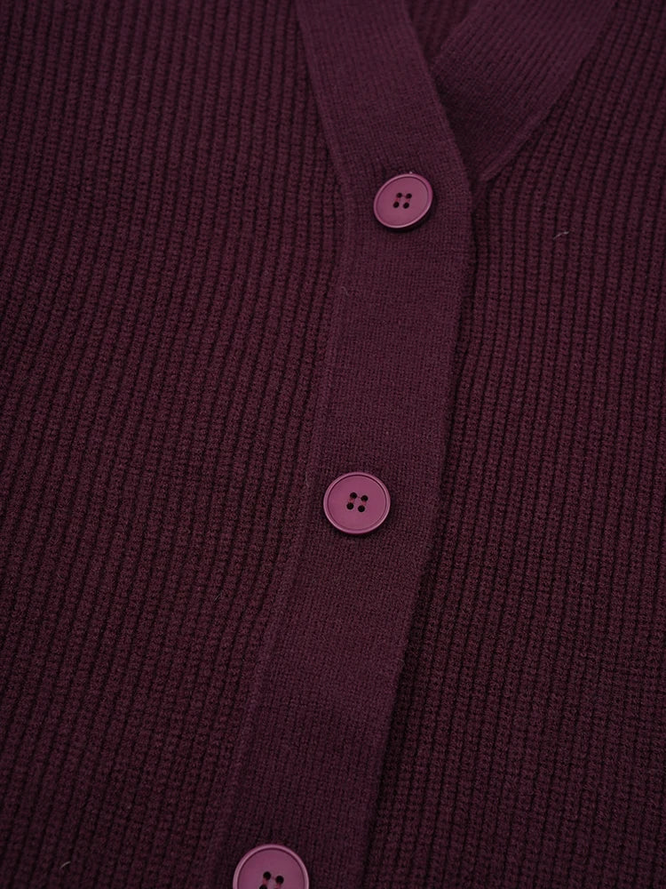 Cardigan en tricot rouge du vin