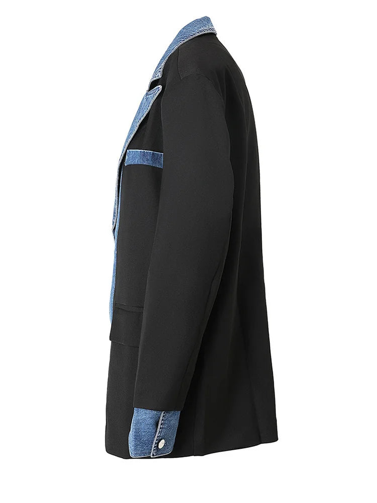 Denim Spliced Blazer