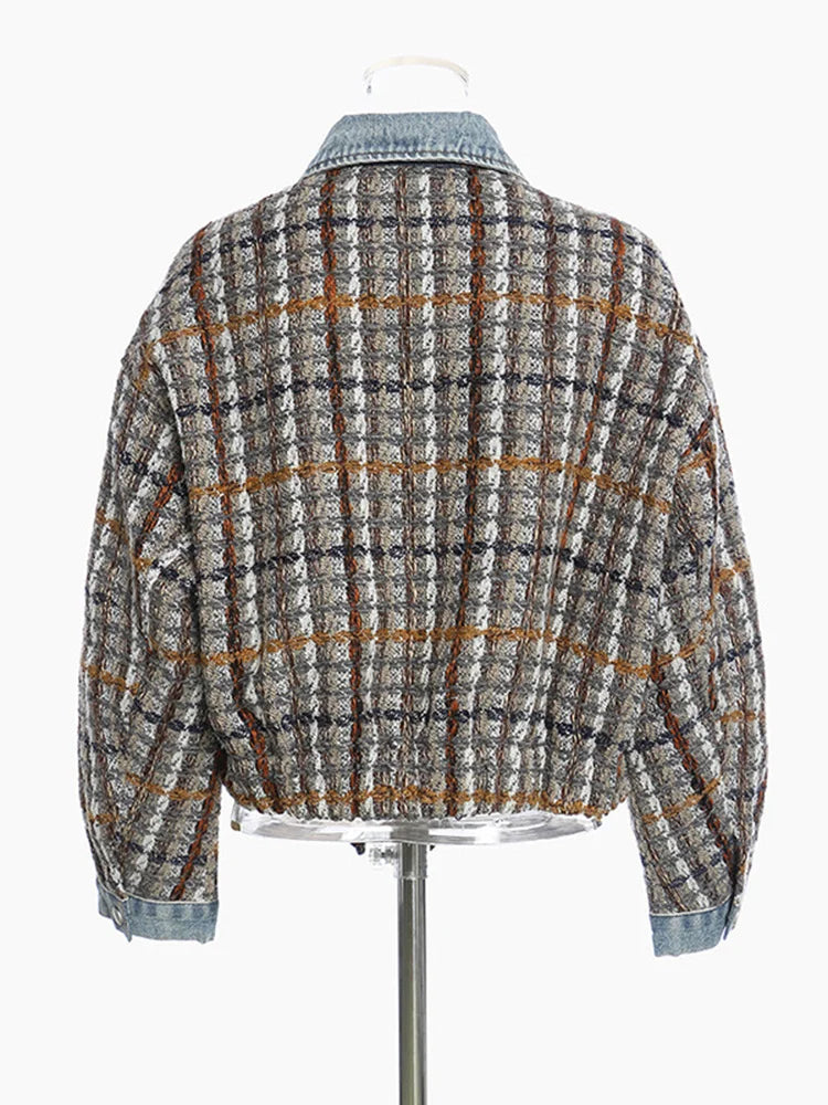 Veste en tweed à plaid en denim