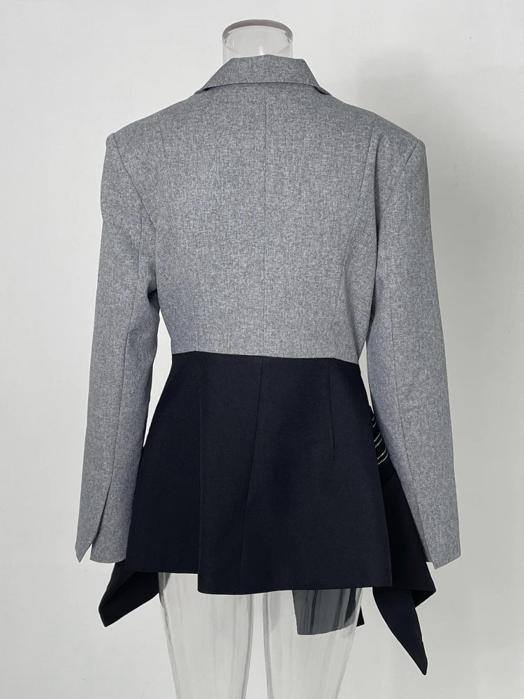 Gray Striped Bandage Blazer