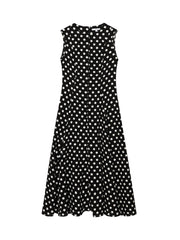 Black Boho Dot Midi Dress – Sleeveless O-neck Summer Style