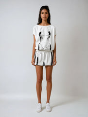 Playful Illusion Off-Shoulder Sweatshirt
