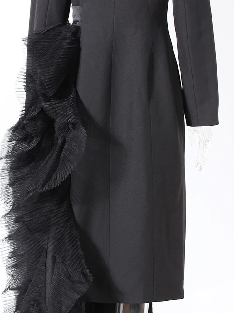 Veste longue maille irrégulière noire