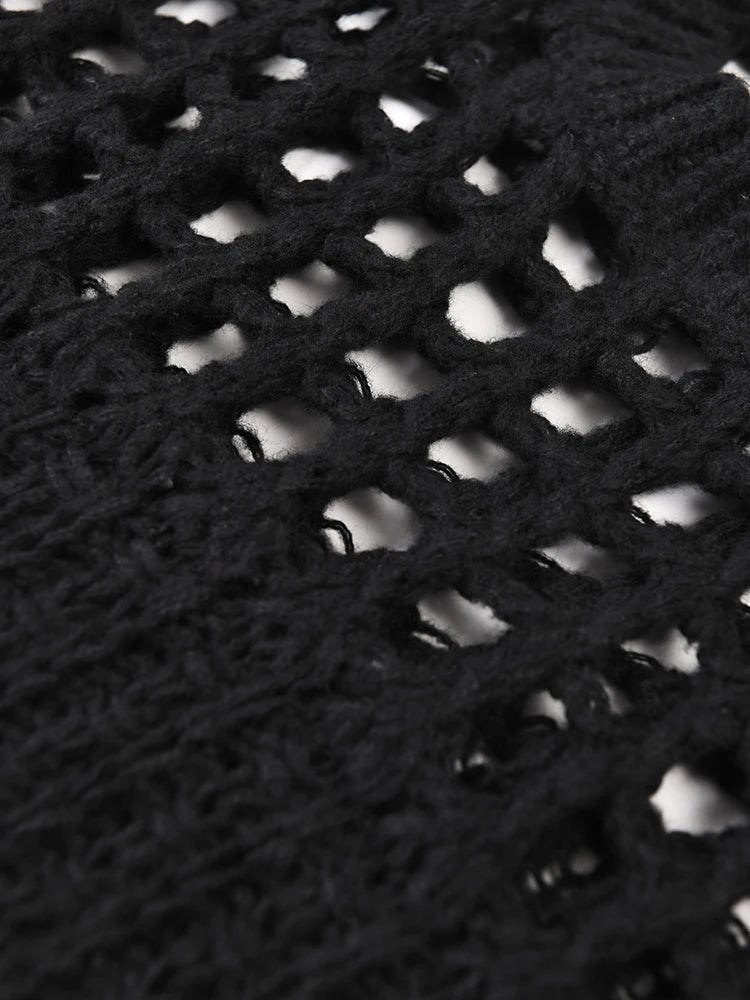 Robe de chemise longue en tricot noir chic