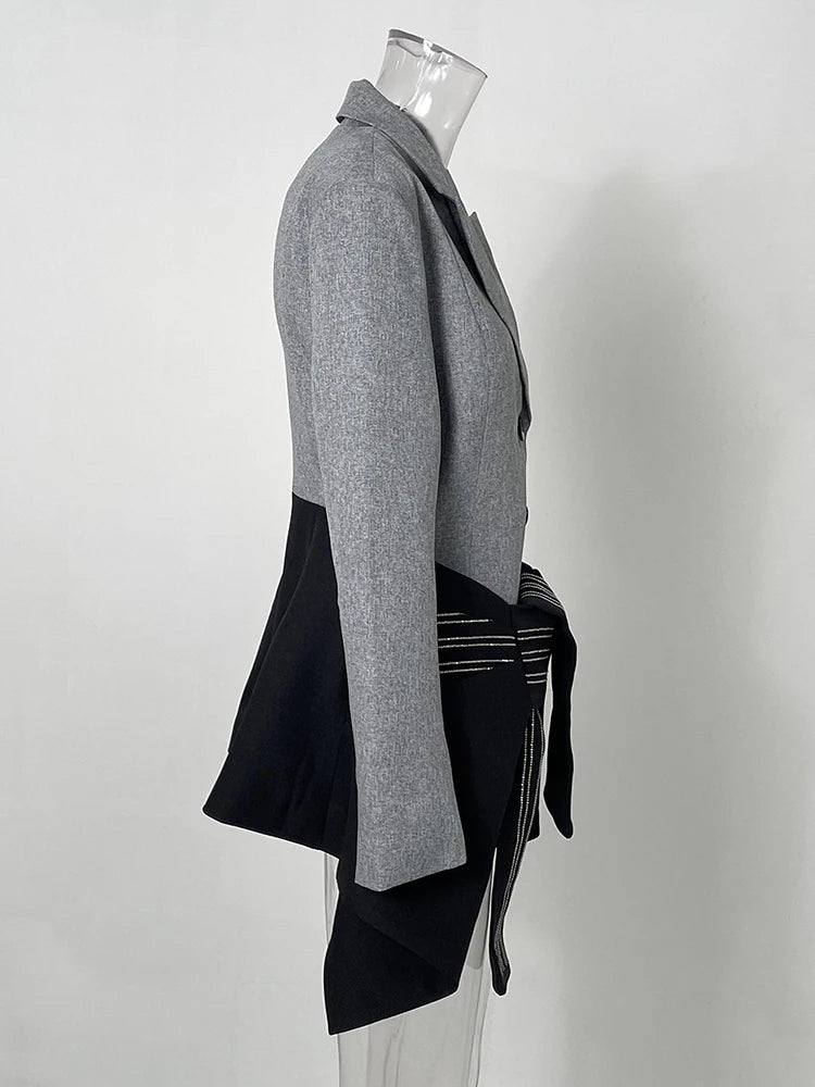 Gray Striped Bandage Blazer