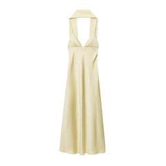 Halter Satin Maxi Dress
