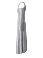 Slim Fit Gray Knot Detail Hollow-out Midi Dress