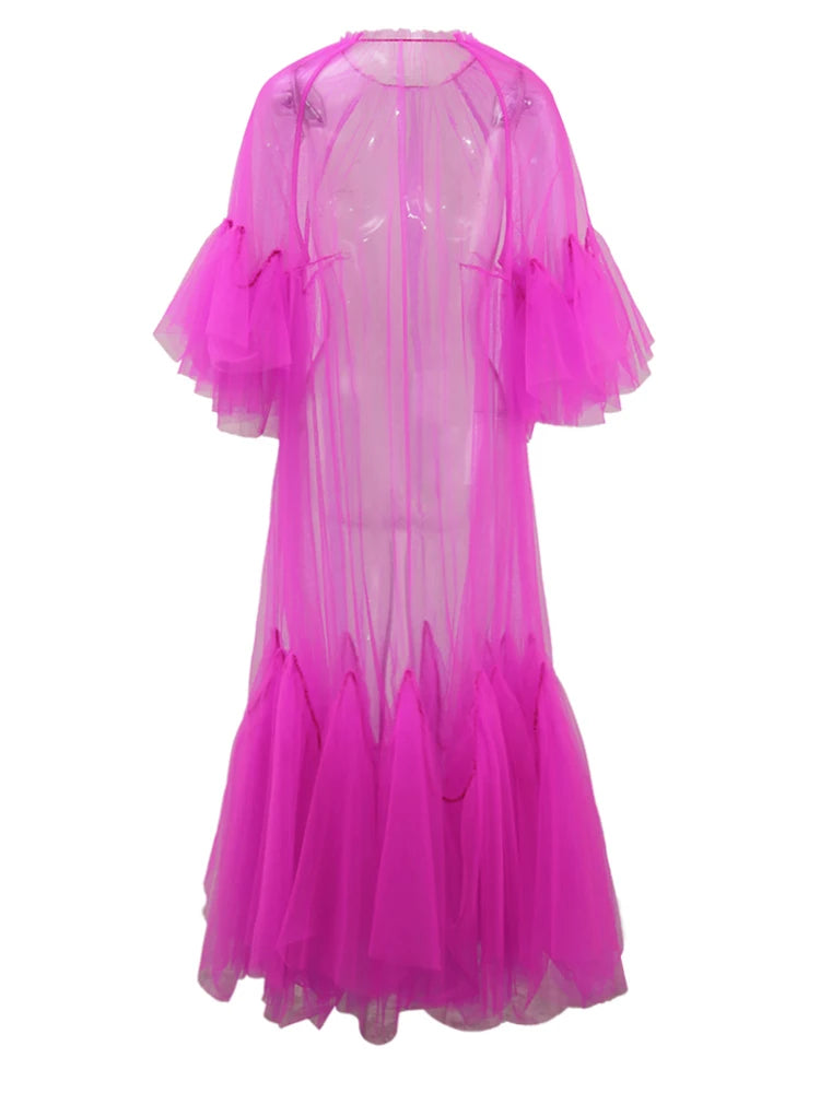 Robe en mailles de volants