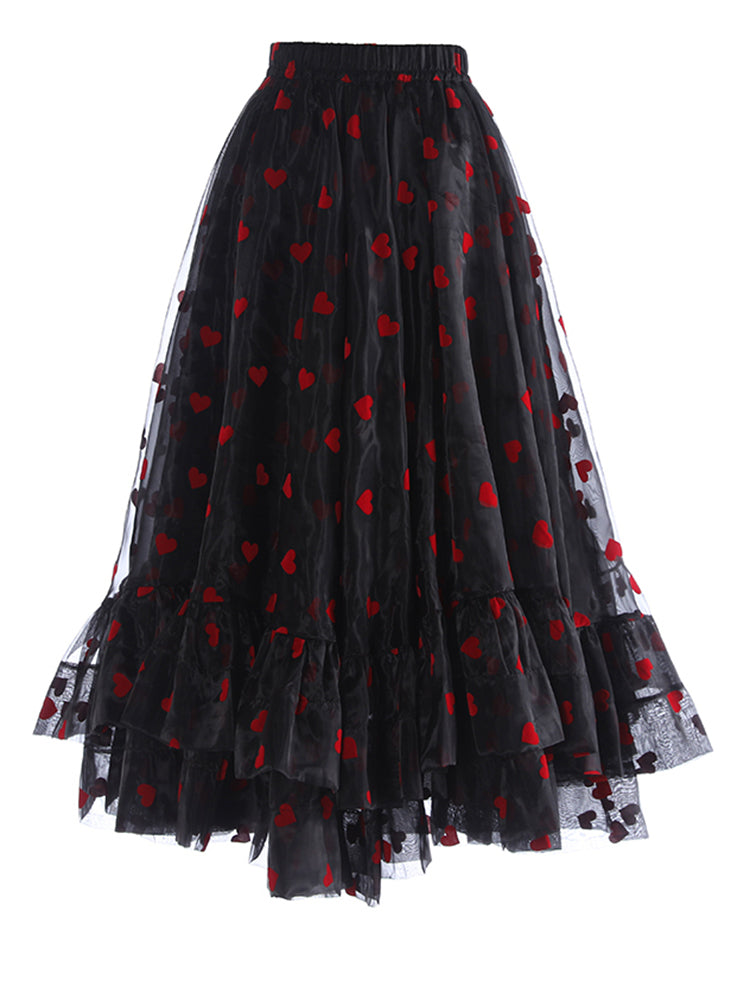 Jupe imprimée en tulle A-line