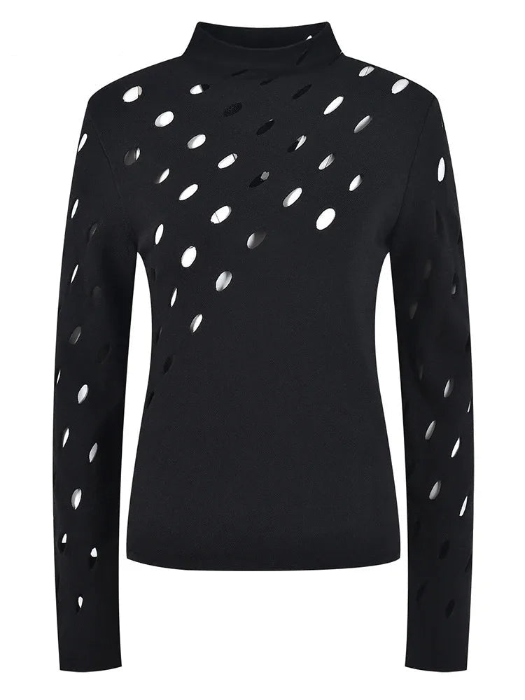 Chic Hollow Mock Neck Treepul Tullover