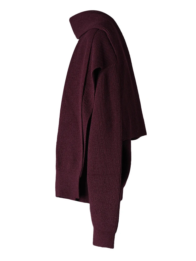 Cardigan en tricot rouge du vin