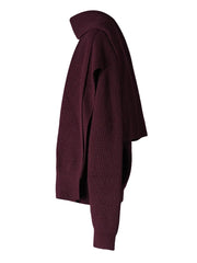 Cardigan en tricot rouge du vin