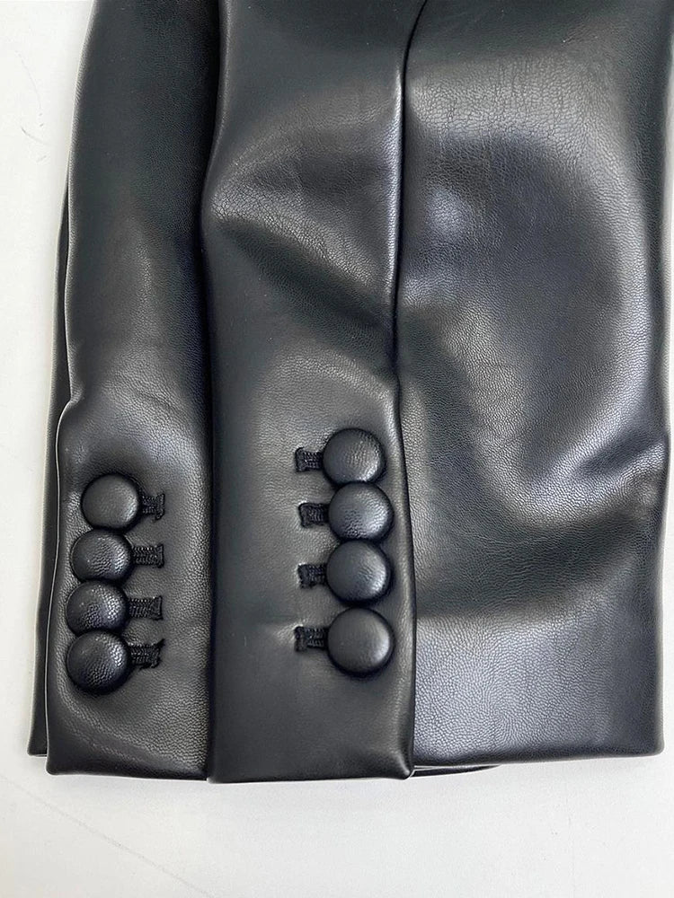 Blazer à la taille élastique en faux cuir