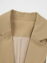 Khaki Irregular Spliced Blazer – Flexible Jersey Drape