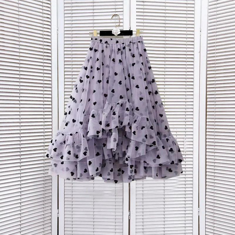 Jupe imprimée en tulle A-line
