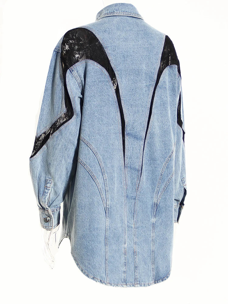 Haut en dentelle en denim