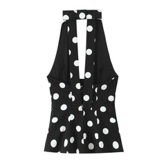 Summer Polka Dot Bowknot Halter Top