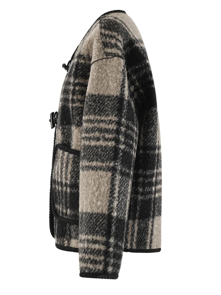Manteau en laine à carreaux