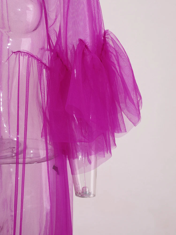 Robe en mailles de volants
