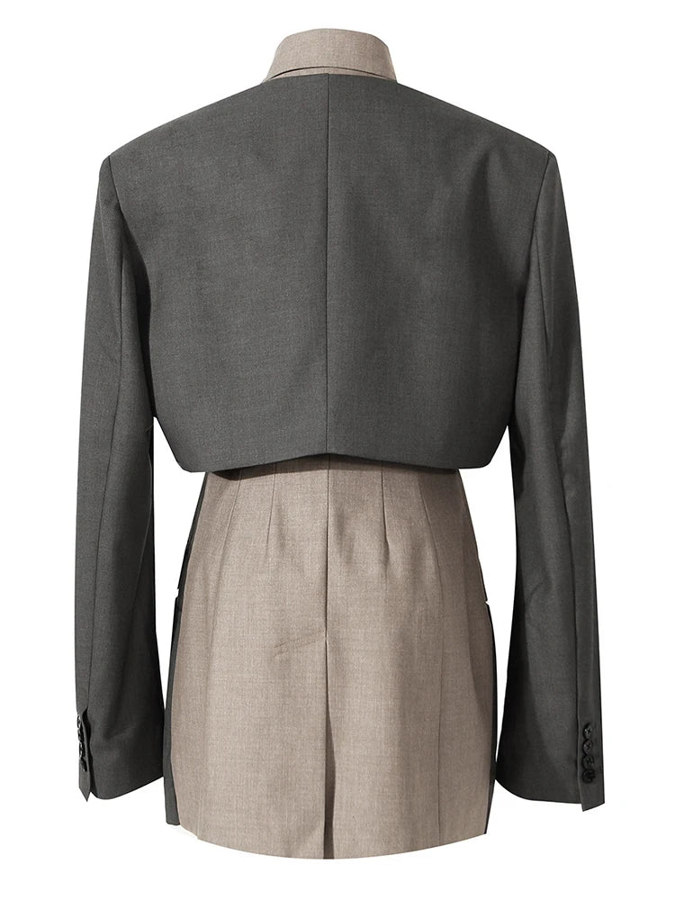 Color-block Hollow Blazer