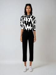 Black Print Casual Blouse