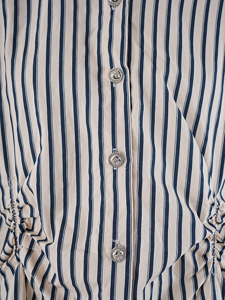 Stripe Spliced Denim Shirt