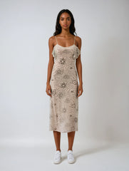 Sequin Ruffle Midi Dress