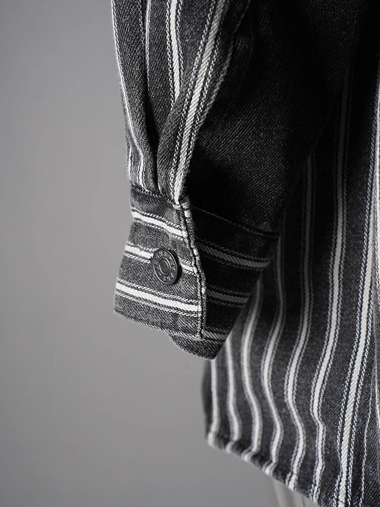Black Striped Denim Blouse