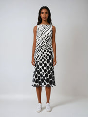Black Polka Dot Backless Dress – Summer Mid-calf Elegance