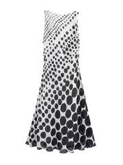 Black Polka Dot Backless Dress – Summer Mid-calf Elegance