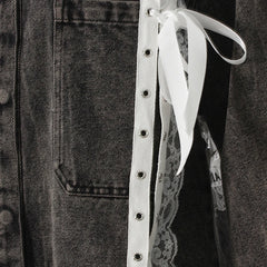 Veste en jean taillé en dentelle
