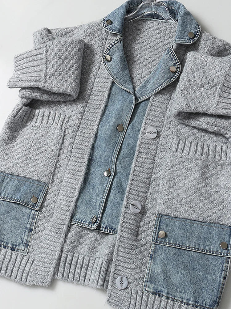 Manteau de pull épissé en jean