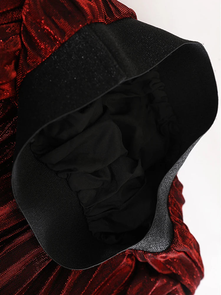 Taille élastique haute jupe plissée irrégulière