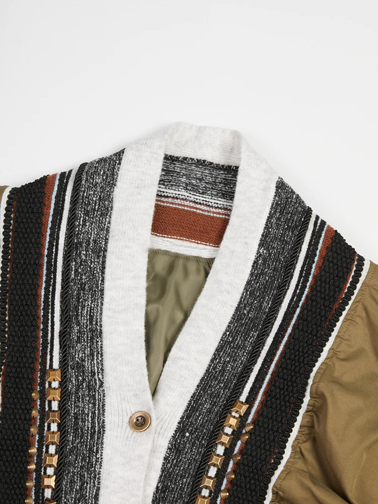Veste à col en V rivet